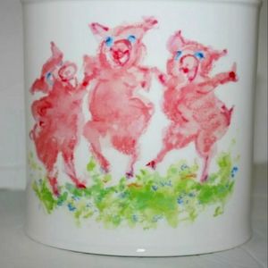 TIFFANY BANK! DANCING PIGS PIGGY BANK